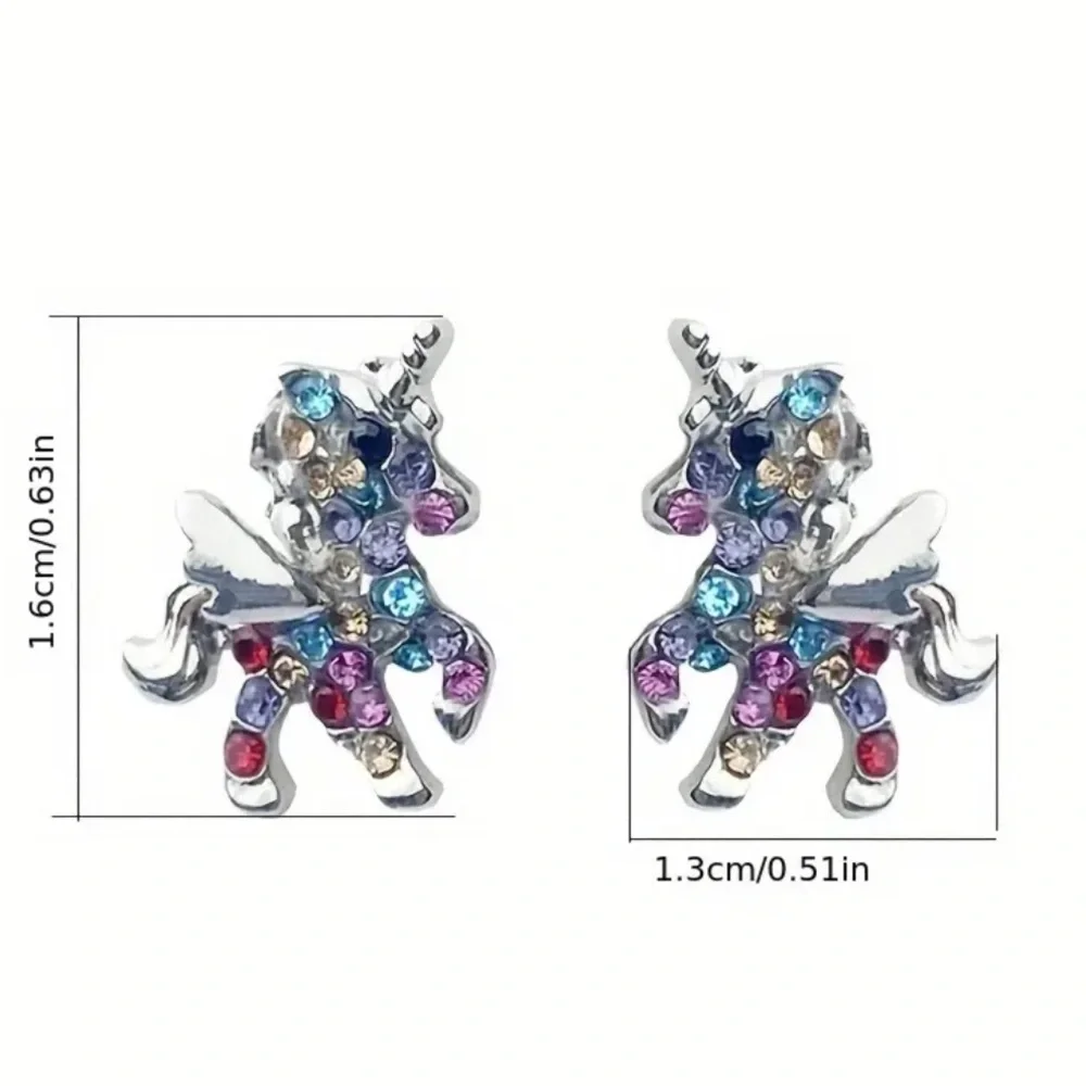 Exquisitely Adorable S925 Silver Unicorn Studs with Expressive Eyes Earrings